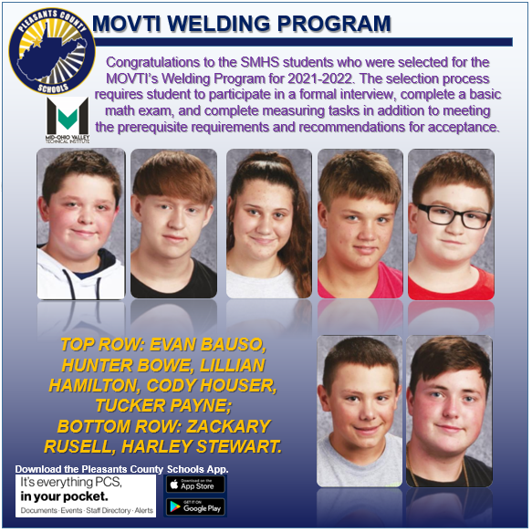 Portraits of the seven SMHS students accepted in to the welding program.