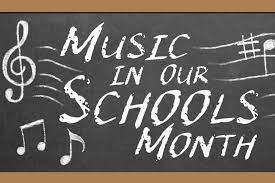 music in our schools month on a chalkboard