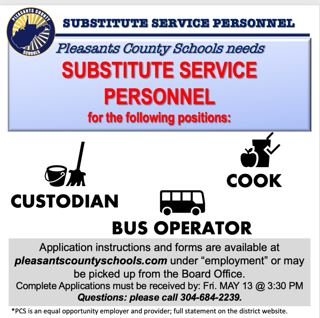 sub service applications will be accepted through friday.