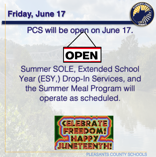 PCS will be open on June 17