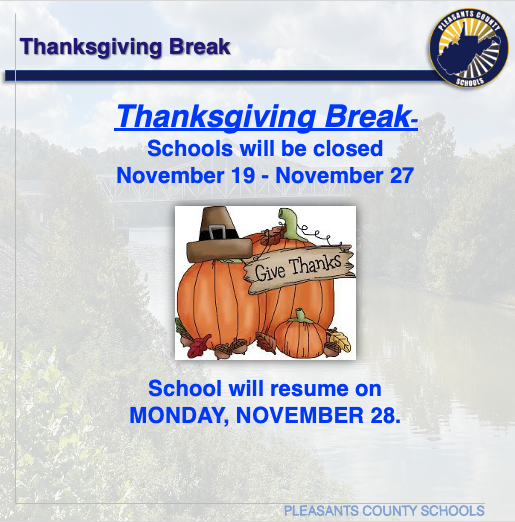 thanksgiving break is November 19-27